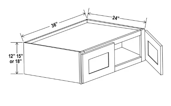 W361224 - Wall Refrigerator Cabinet-36"W x 12"H x 24"D - 2D
