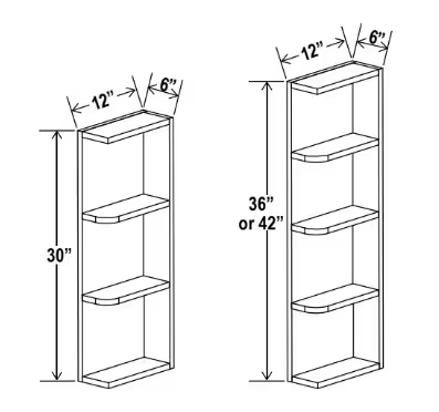 OE636 - Wall End Shelf - 6"W x 36"H x 12"D - 3S