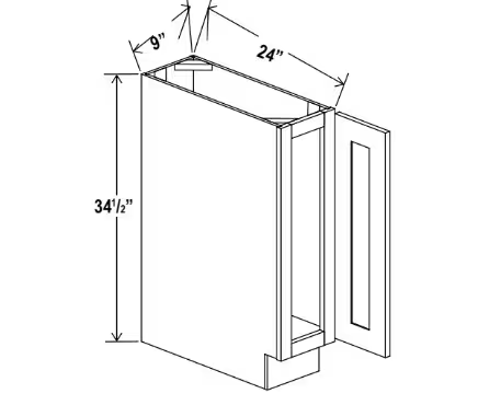 BT09 - Base Cabinet - 9"W x 34-1/2"H x 24"D - 1D
