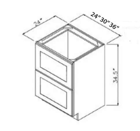 2DB24 - 2-Drawer Base Cabinet - 24"W x 34-1/2"H x 24"D - 2DRW