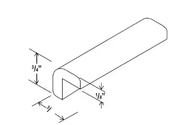 OCM8 - Outside Corner Moulding - 96'W x 3/4'H x 3/4"D