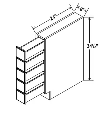 BSDC6 - Base Spice Drawer - 34 1/2"W x 24"H x 6"D - 5DRW