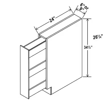 SPB9 - Spice Pull Base Cabinet - 9"W x 34-1/2"H x 24"D