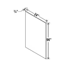 S2496 - Shelf Board - 24"W x 96"H X 3/4"D