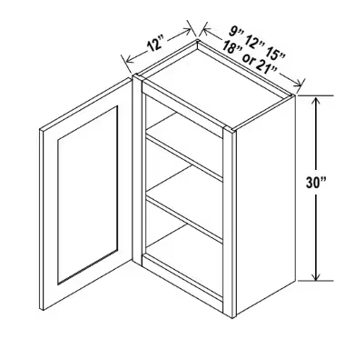 W1230 - Wall Cabinet - 12"W x 30"H x 12"D - 1D -2S
