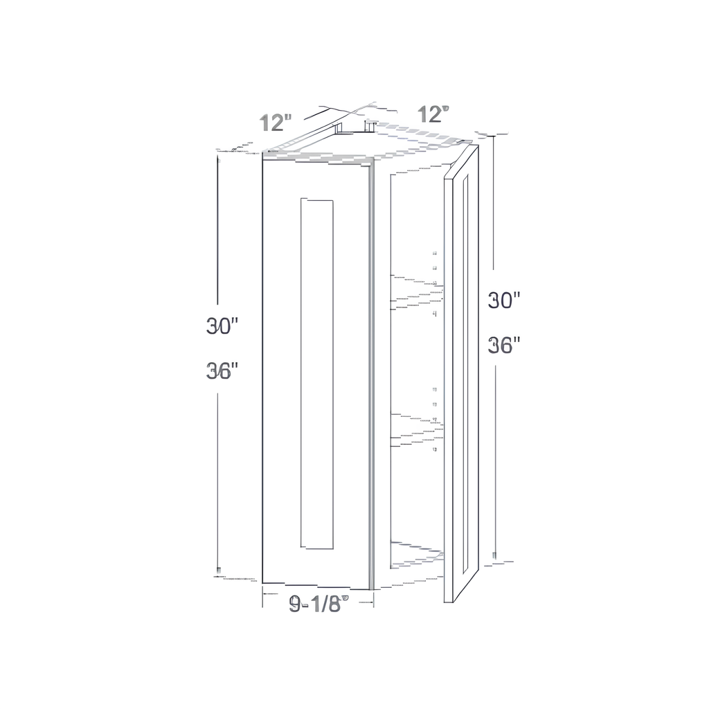 WEC1236 - WALL END CORNER - 2 DOORS, 2 SHELVES - ANGLE 12"W x 12"D x 36"H Sage Green- E3