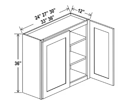 W3330 - Wall Cabinet - 33"W x 30"H x 12"D - 2D -2S