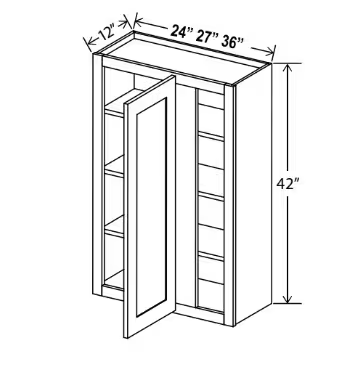 WBC2442 - Wall Blind Corner Cabinet - 24"W x 42"H x 12"D - 1D -3S