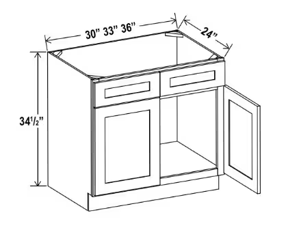 SB36 - Sink Base - 36"W x 34-1/2"H x 24"D - 2 False Drawers