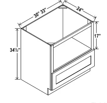 MB30 - Microwave Base Cabinet - 30"W x 34-1/2"H x 24"D -1Drw