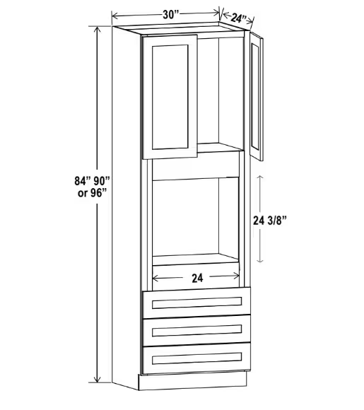 O309624 - Oven Cabinet - 30"W x 96"H X 24"D - 2D 3DRW 1S