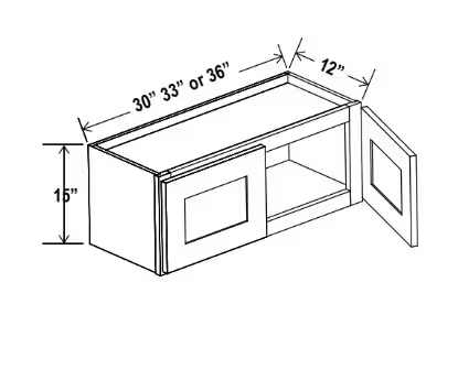 W3315 - Wall Cabinet - 33"W x 15"H x 12"D - 2D