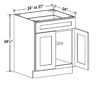 B27 - Base Cabinet - 27"W x 34-1/2"H x 24"D - 2D 1Drw 1S