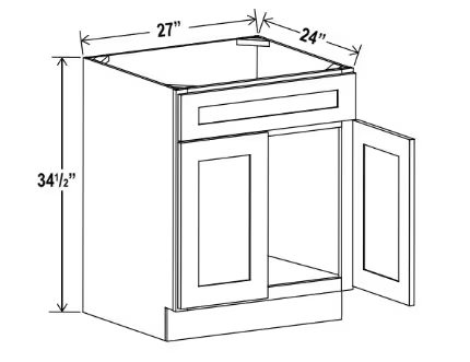 SB27 - Sink Base - 27"W x 34-1/2"H x 24"D - 1 False Drawer