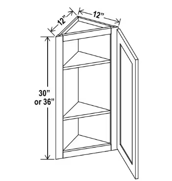 AW1230 - Angle Wall Cabinet - 12"W x 30"H x 12"D - 1D -2S