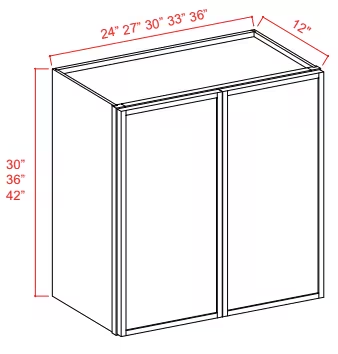 W2742 - Wall Cabinet - 27"W x 42"H x 12"D - 2D -3S