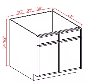 SB36 - Sink Base - 36"W x 34-1/2"H x 24"D - 2 False Drawers
