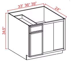 BBC42 - Blind Base Corner Cabinet - 39"W x 34-1/2"H x 24"D -1D 1Drw 1S