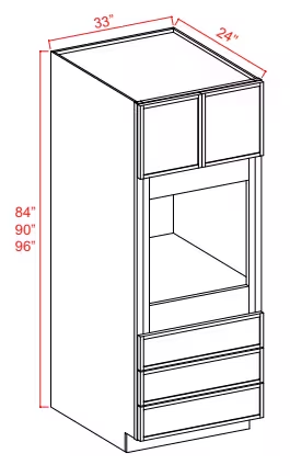 O339024 - Oven Cabinet - 33"W x 90"H X 24"D - 2D 3DRW 1S