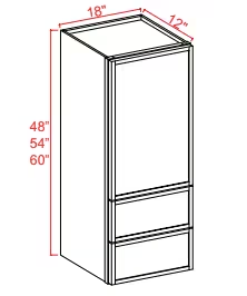 WD1848 - Wall With Drawer Cabinet-18"W x 48"H x 12"D- 1D 2 DRW -2S