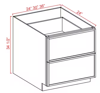 2DB30 - 2-Drawer Base Cabinet - 30"W x 34-1/2"H x 24"D - 2DRW