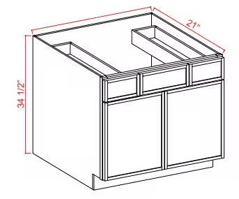 VSD36 - Vanity Sink Drawer Base Cabinet - 36"W x 34 1/2"H x 21"D - 2 DRW 2D