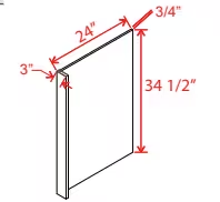 DWR3 - Dishwasher Return Panel w/3"W Filler - 24"W X 34-1/2"H X 1/2"D