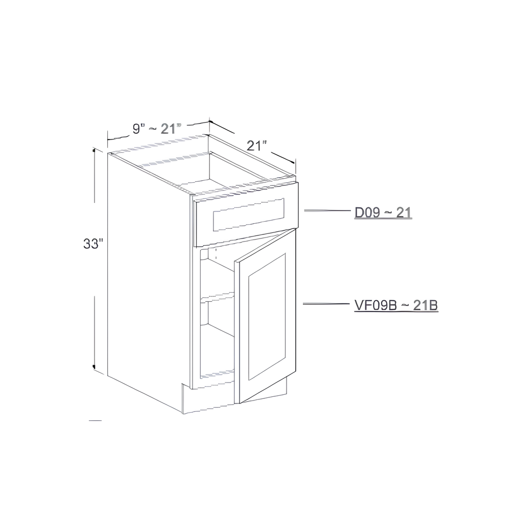 SVA12B - VANITY BASE CABINET - 1 DRAWER, 1 DOOR 12"W x 21"D x 33"H Charcoal - E2