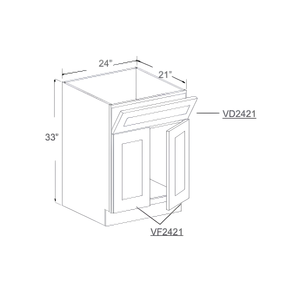 SVA2421 - VANITY SINK CABINET - 1 DUMMY DRAWER, 2 DOORS 24"W x 21"D x 33"H Charcoal - E2