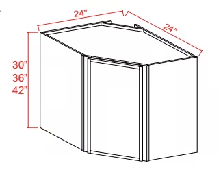 DCW2415GD - Wall Diagonal Glass Door Corner Cabinet -24"W x 15"H x 12"D - 1D -2S