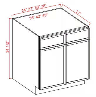 VS36 - Vanity Sink Base Cabinet - 36"W x 34 1/2"H x 21"D