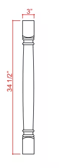 CLDL - Classic Decorative Leg - 3"W x 34 1/2"H x 3"D