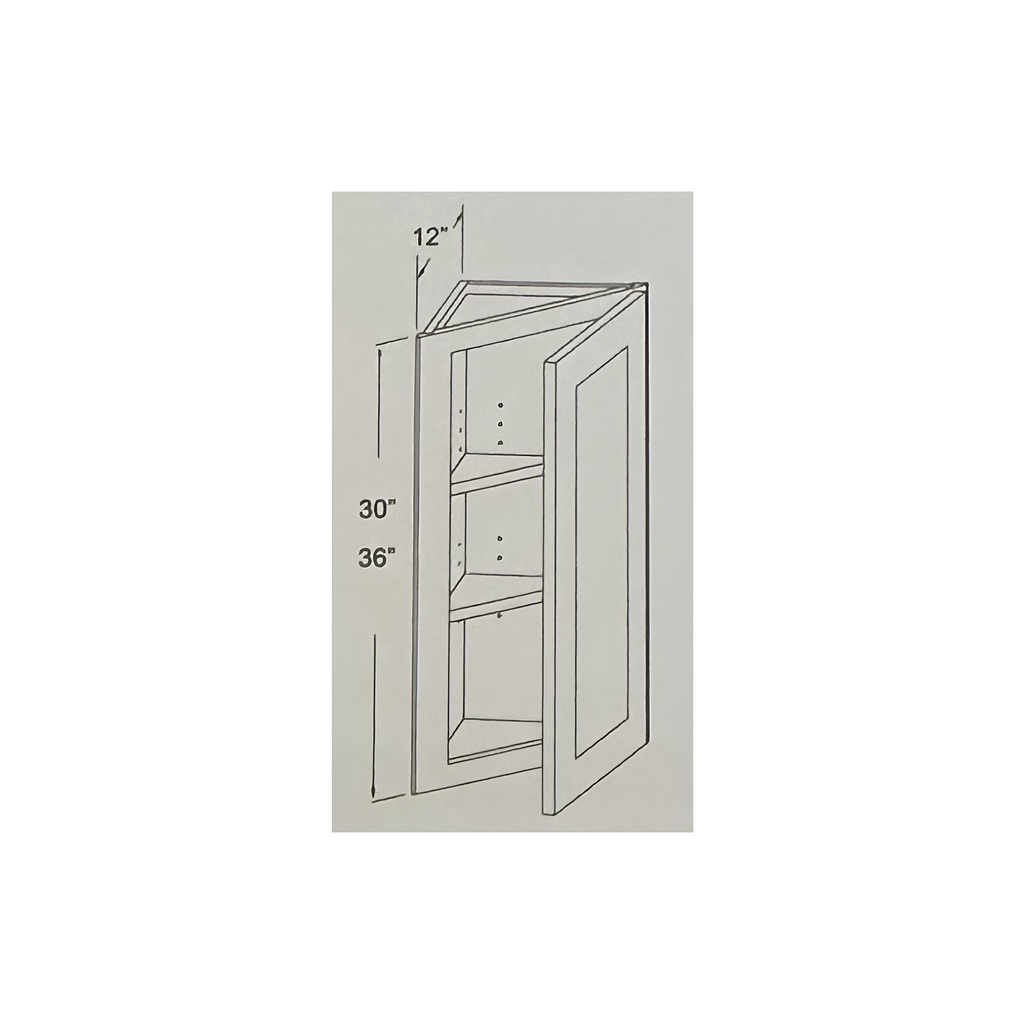 WDEC1236 - WALL DIAGONAL END CORNER - 1 DOORS, 2 SHELVES 12"W x 12"D x 36"H Charcoal - E2