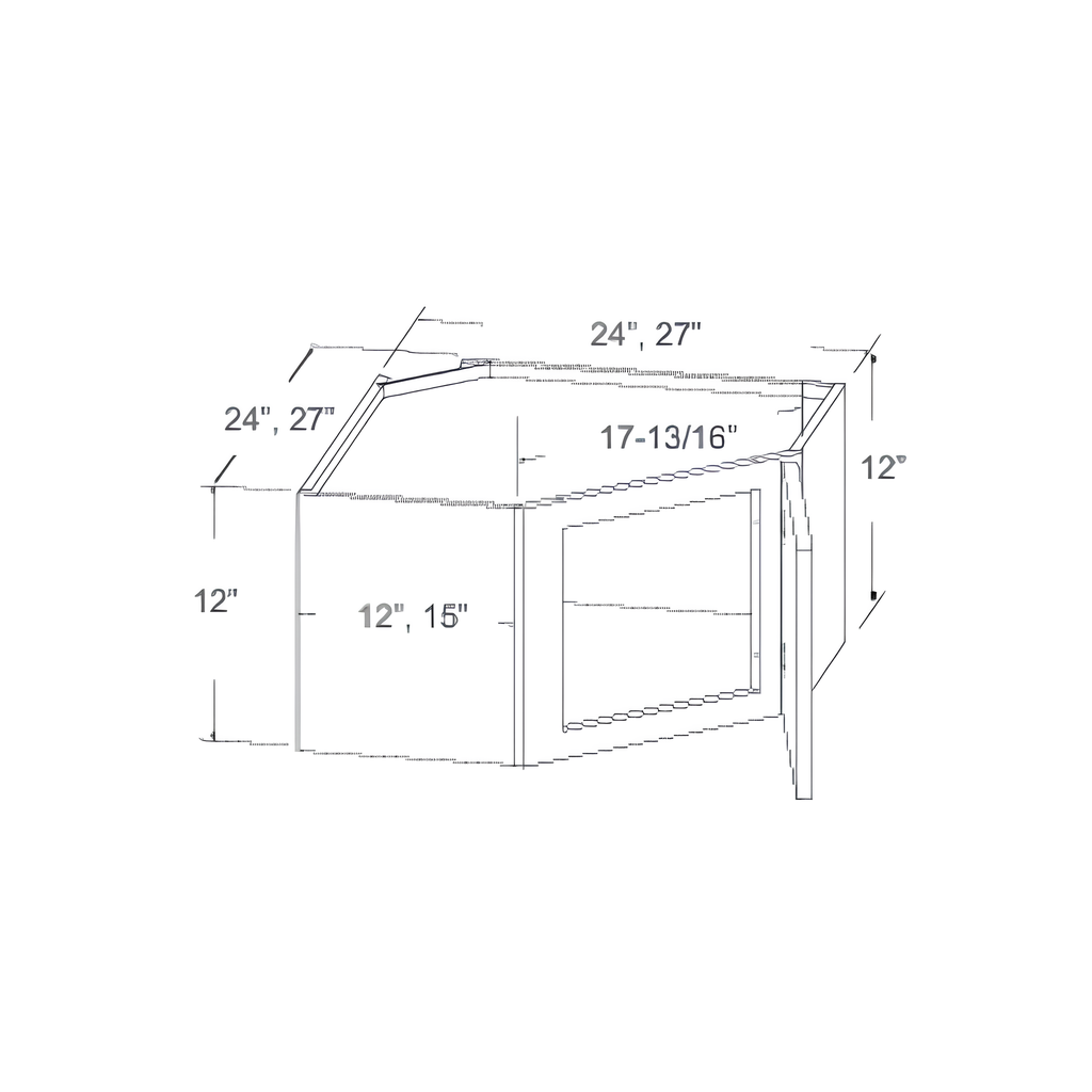 WMDC2412H - WALL DIAGONAL CORNER GLASS CABINET 24"W x 12"D x 12"H Charcoal - E2