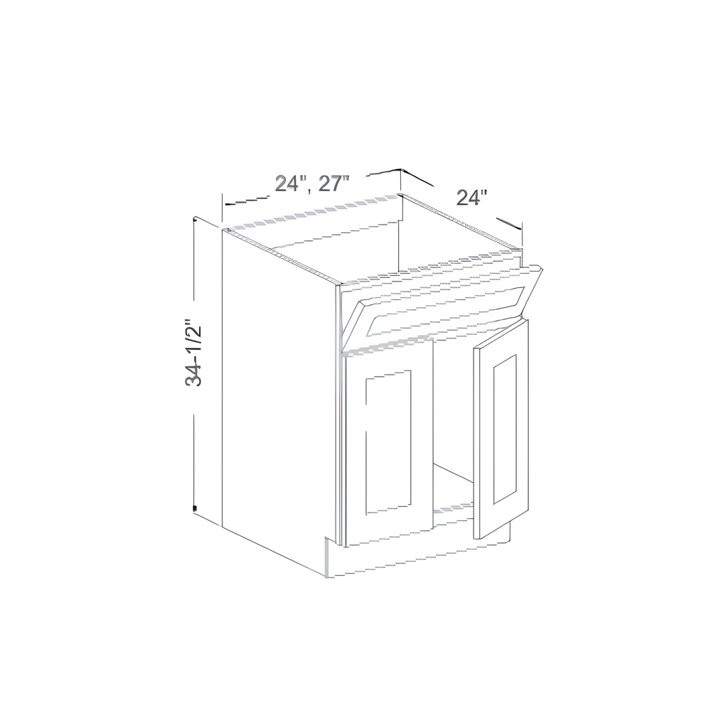 SB24 - SINK BASE CABINET - 1 DUMMY DRAWERS, 2 DOORS 24"W x 24"D x 34.5"H Charcoal - E2