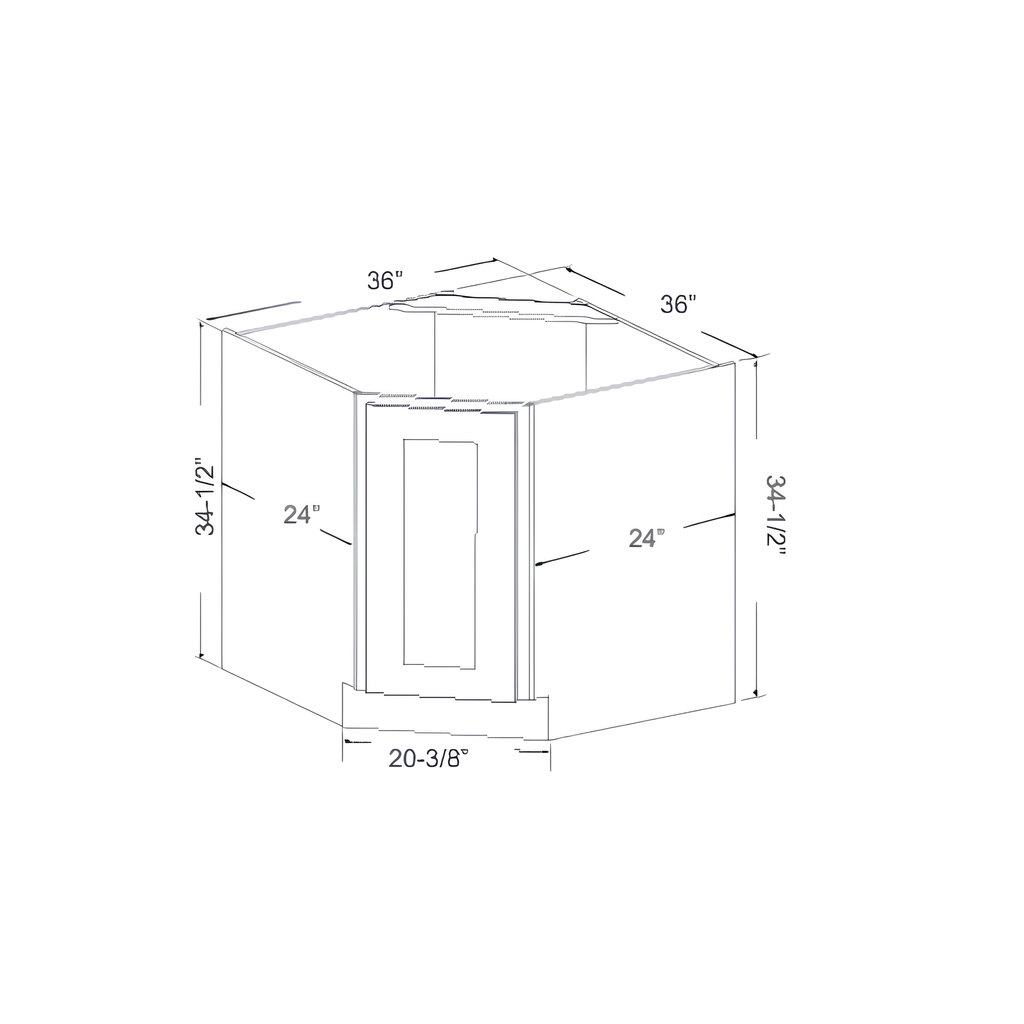 BBC39L/R - BASE BLIND CORNER (Recommend 42" Space) 39"W x 24"D x 34.5"H Charcoal - E2