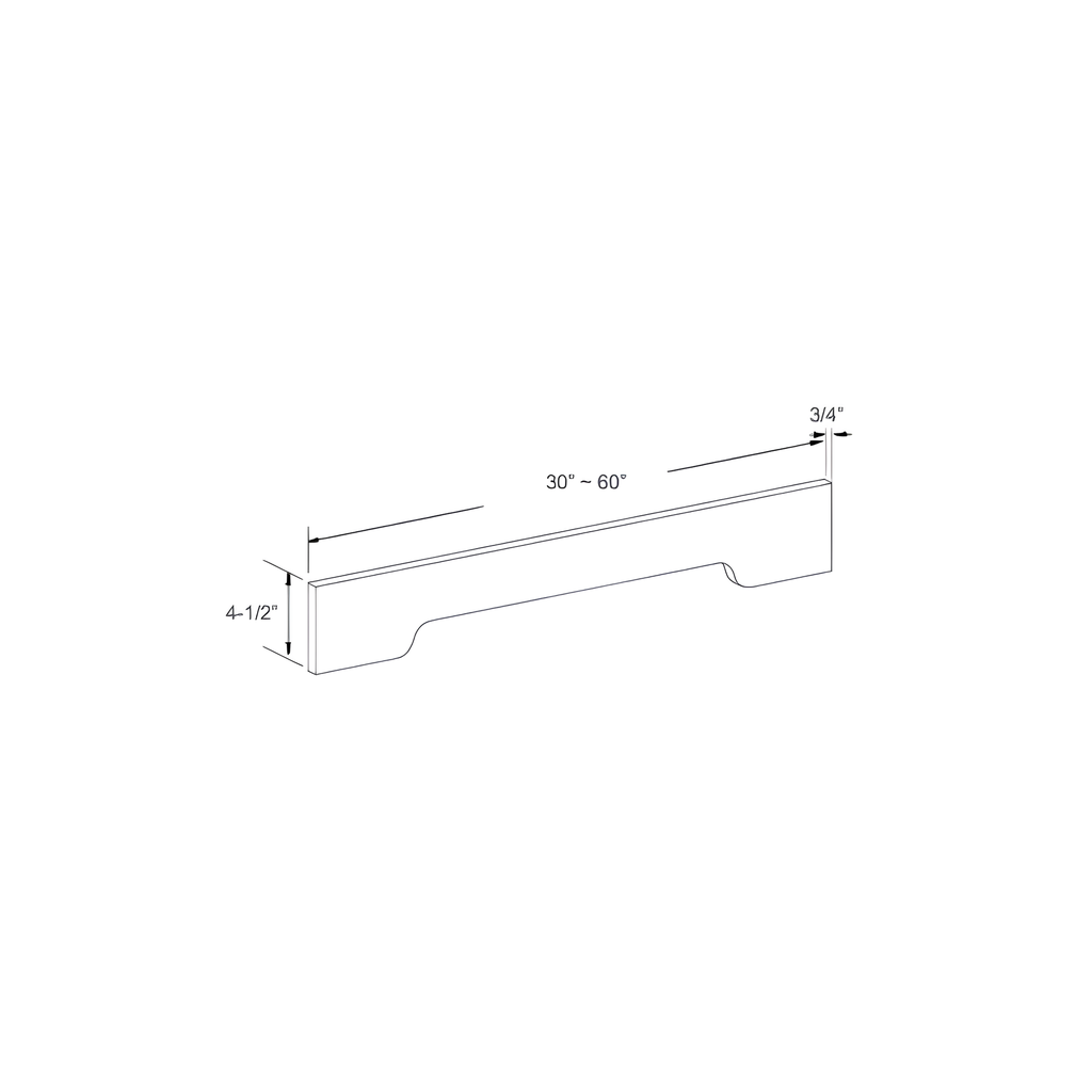 V33B - ARCHED VALANCE 33"W x 0.75"D x 4.5"H Dove White- E1