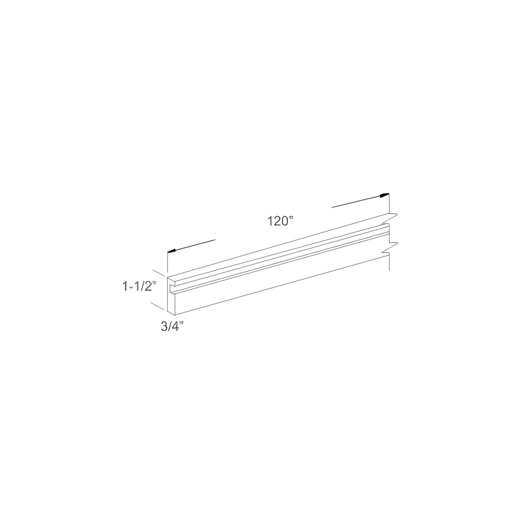 CM34-1 1/2 - TALL FILLER 1 1/2" x 120" 1.5"W x 0.75"D x 120"H Dove White- E1