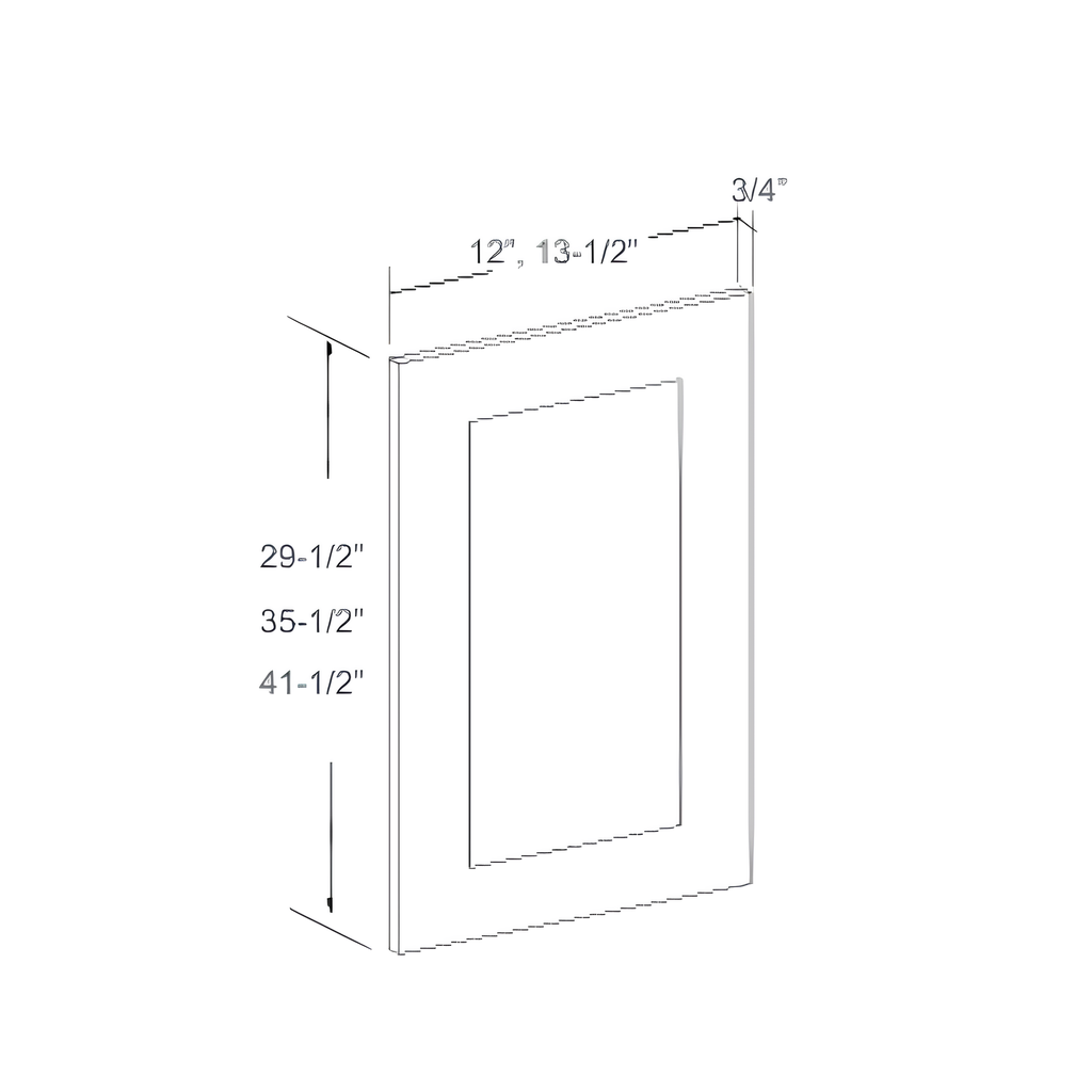 PDDU24-A - TALL CABINET DECORATIVE UPPER SIDE PANEL; 24"D 12"W x 0.75"D x 29.5"H Dove White- E1