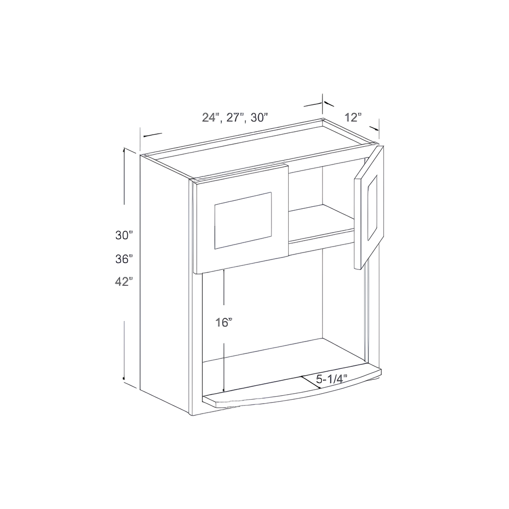 WBL3042 - WALL MICROWAVE CABINET - 2 DOORS 30"W x 12"D x 42"H Dove White- E1