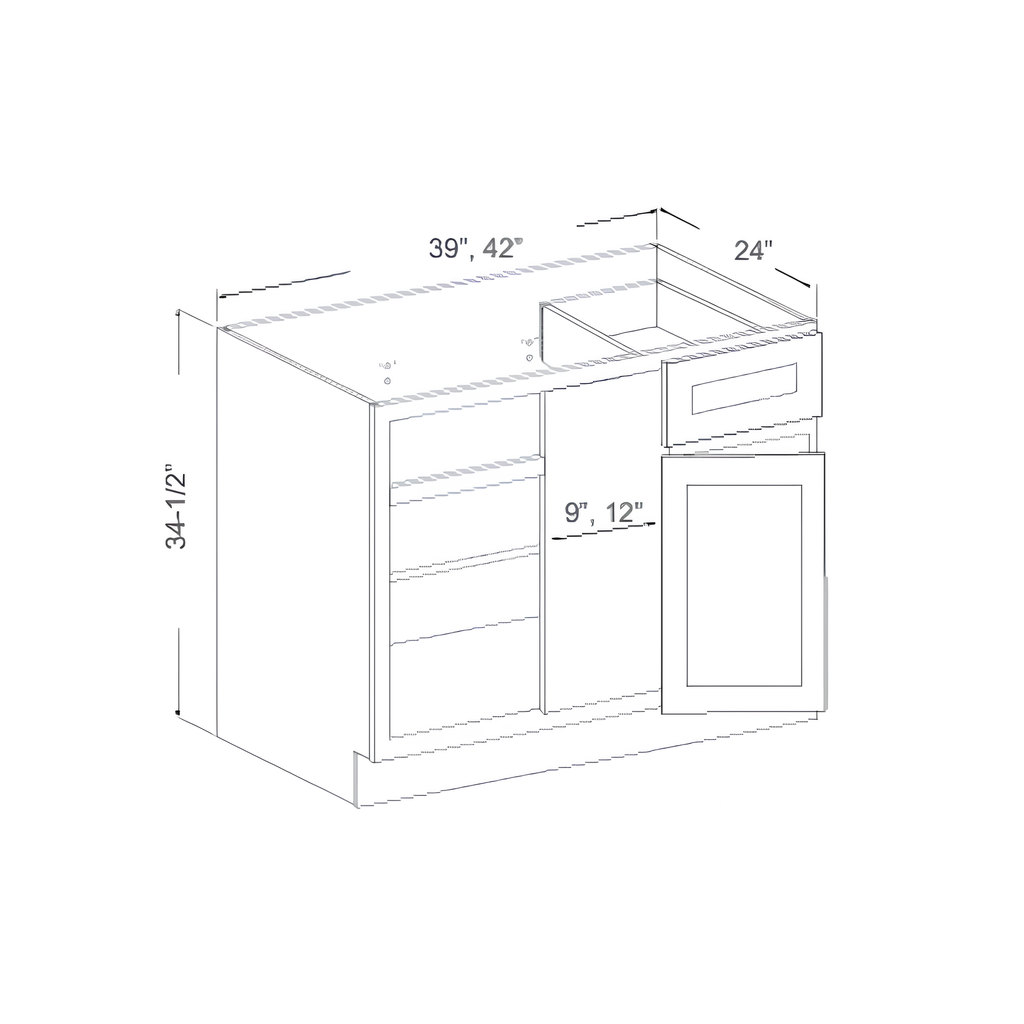CSB36 - BASE DIAGONAL SINK - 1 DOOR 36"W x 24"D x 34.5"H Dove White- E1
