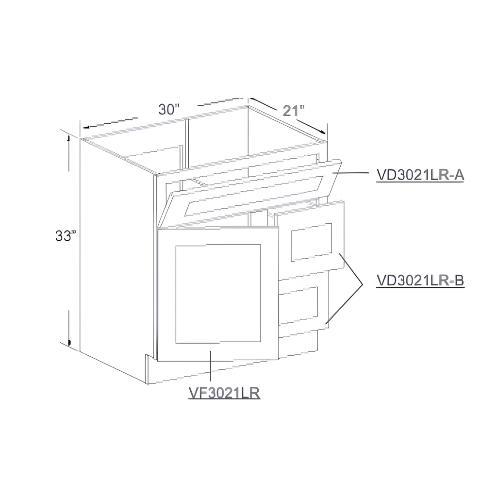 FA3021DL - VANITY BASE CABINET - DOOR ON LEFT 30"W x 21"D x 33"H Butterscotch - B8