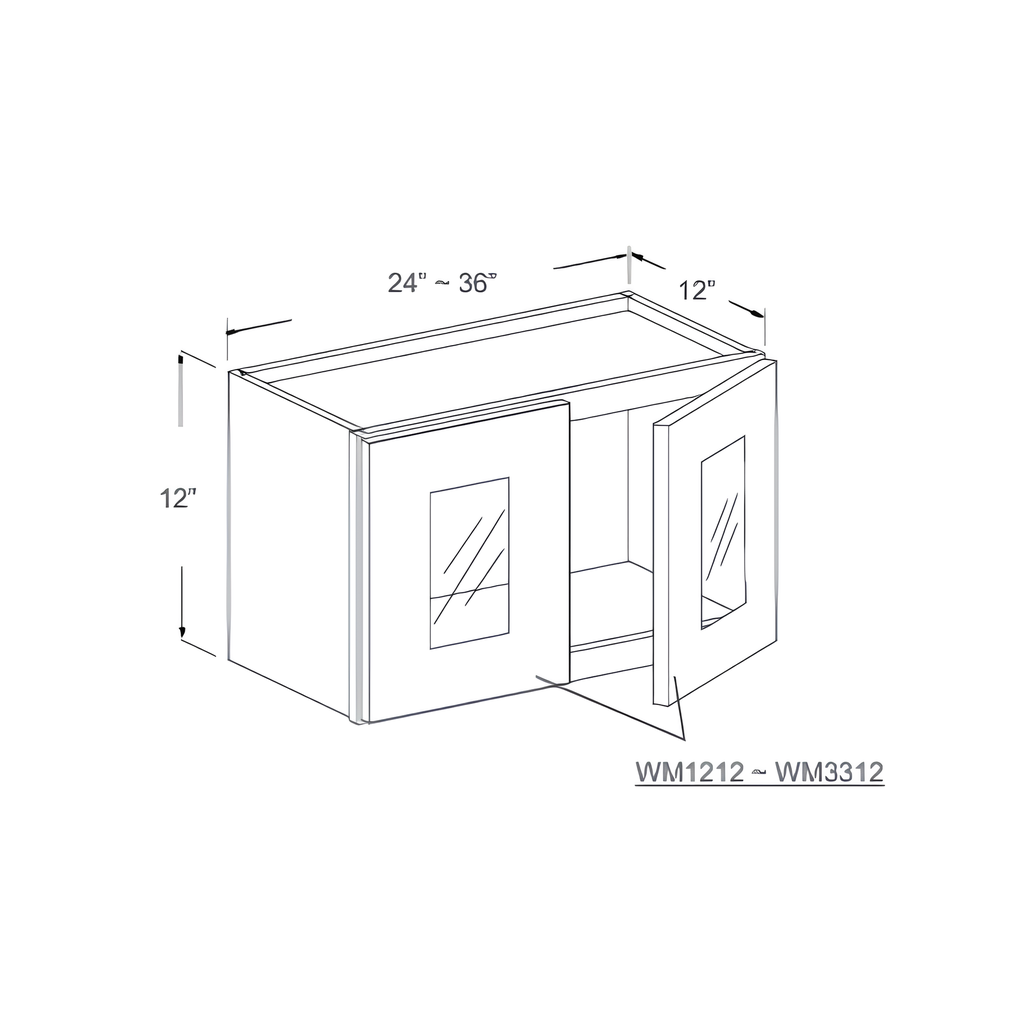 WM3312H - WALL GLASS CABINET 33"W x 12"D x 12"H Butterscotch - B8