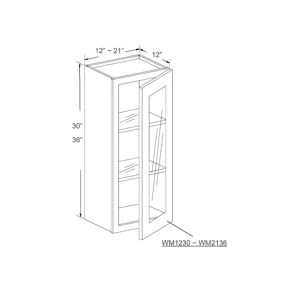 WM1536 - GLASS DOOR FRAME 15"W x 0.75"D x 36"H Naval Blue - B7