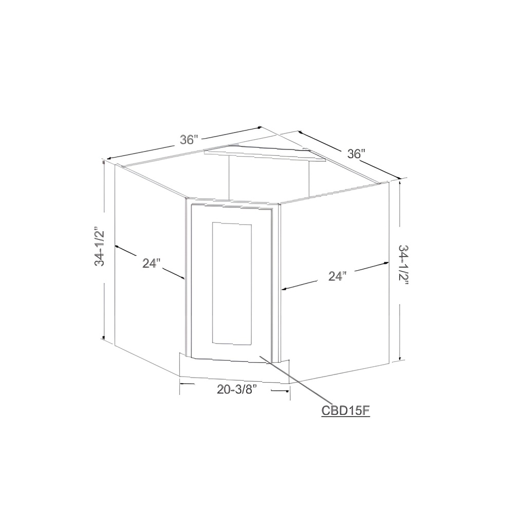 CBD36 - BASE DIAGONAL CORNER - 1 DOOR, 2 LAZY SUSAN 36"W x 24"D x 34.5"H Naval Blue - B7
