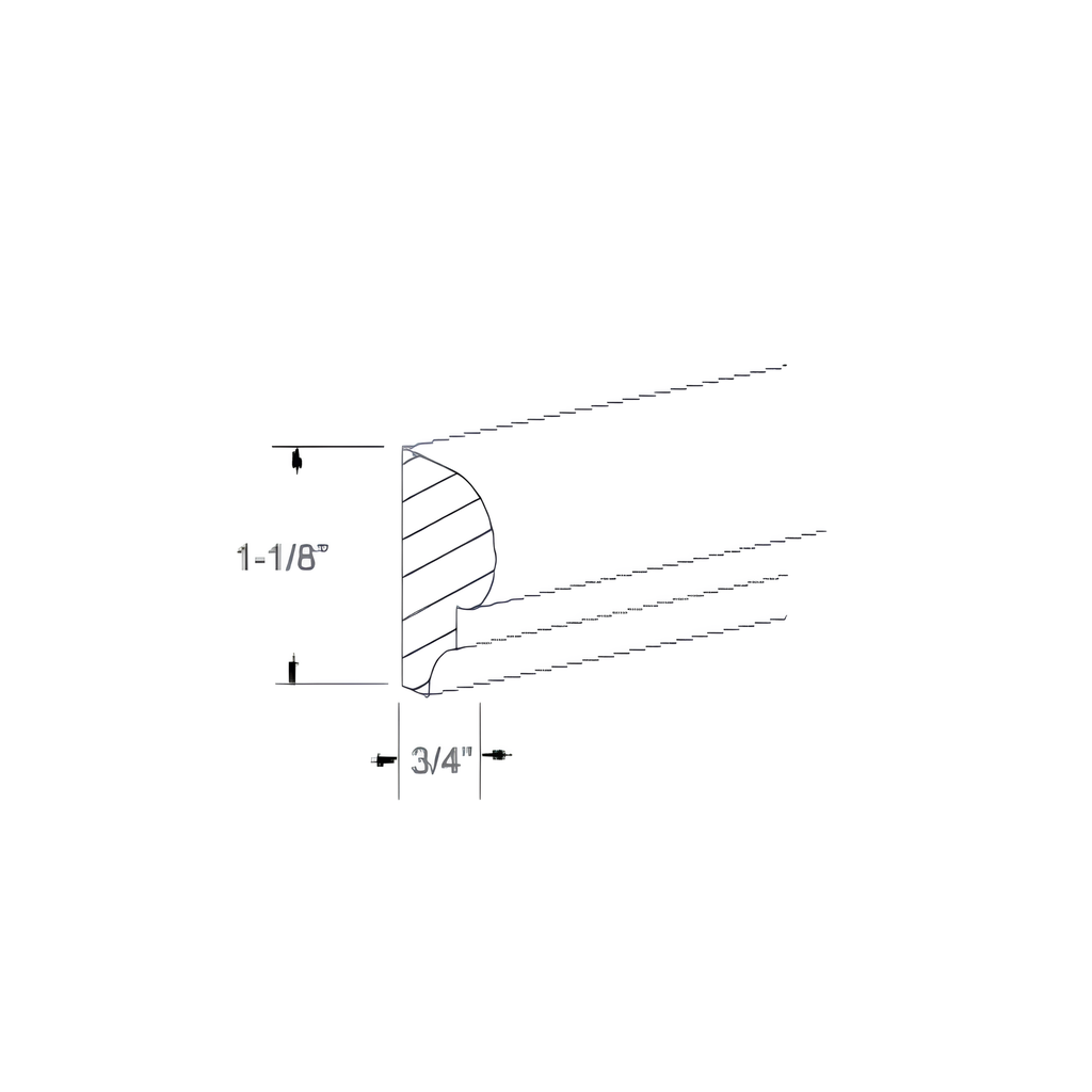 CR10 - CHAIR RAIL MOLDING-1 1/8" x 120" 0.75"W x 120"D x 1.125"H Pebble Grey - B6