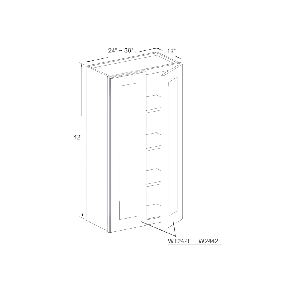 W2442 - WALL CABINET - 2 DOORS, 3 SHELVES 24"W x 12"D x 42"H Pebble Grey - B6