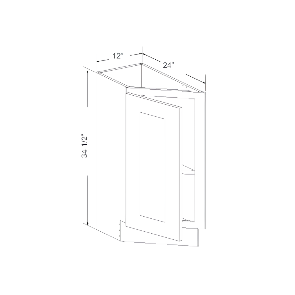 BDEC12L - BASE DIAGONAL END CORNER - 1 DOOR, 1 SHELF 12"W x 24"D x 34.5"H Pebble Grey - B6