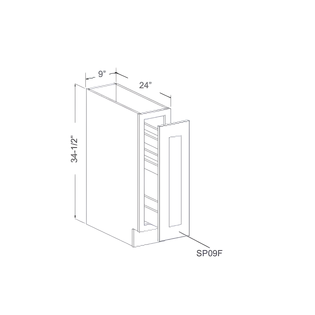 SP09F - SPICE RACK REPLACEMENT DOOR 8.75"W x 0.75"D x 29.75"H Pure White - B5