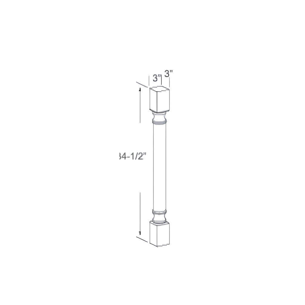 SP3x34 1/2 - FULL TURN POST 3"W x 34 1/2"H x 3"D 3"W x 3"D x 34.5"H Pure White - B5